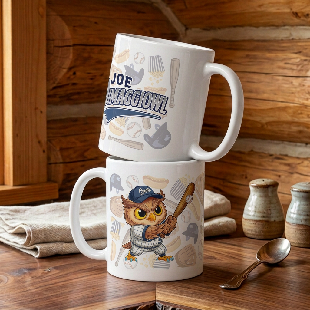Joe DiMaggiowl ceramic mug