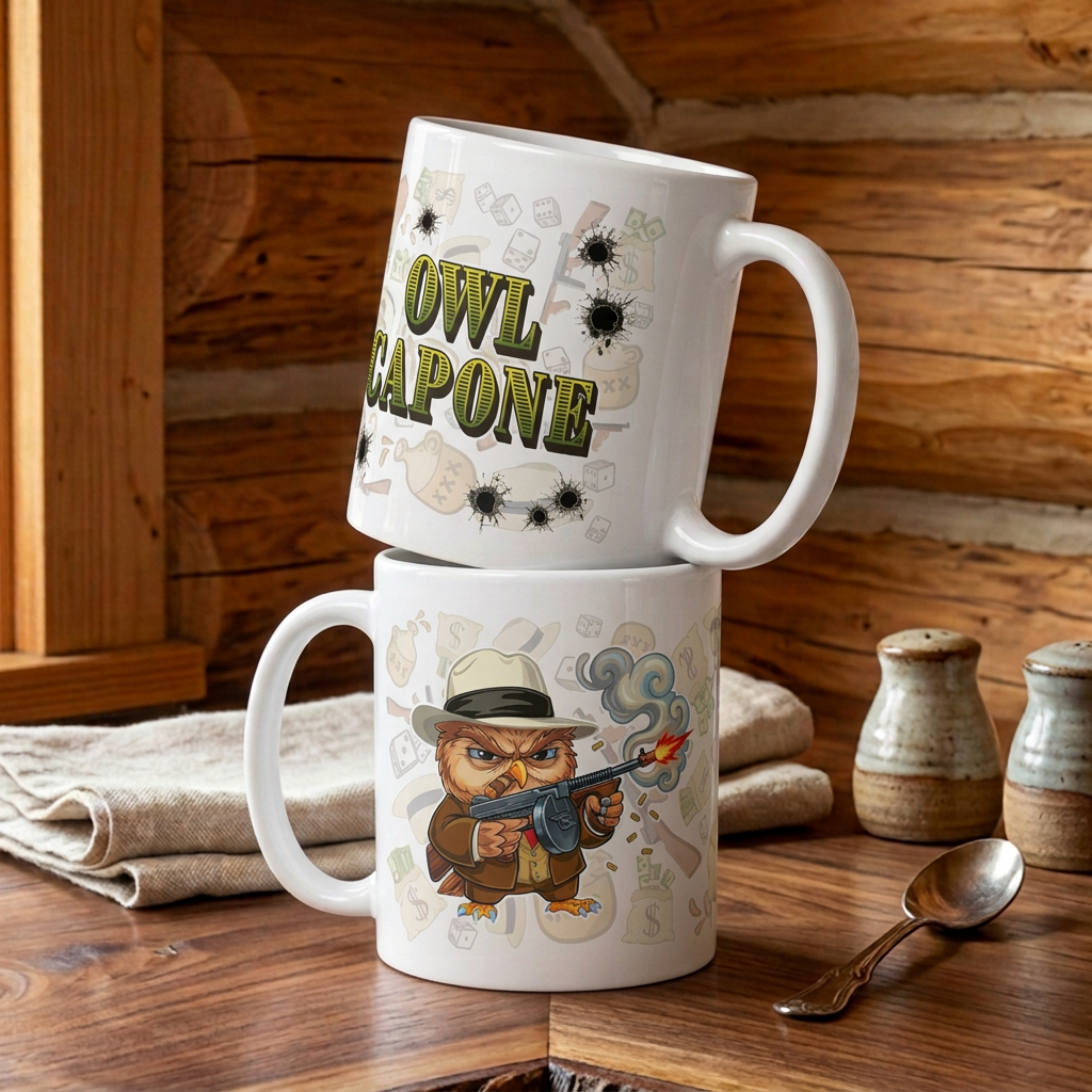 Owl Capone ceramic mug