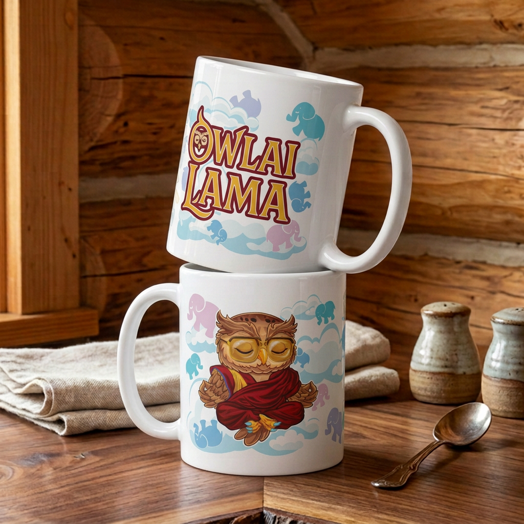 Owlai Lama ceramic mug