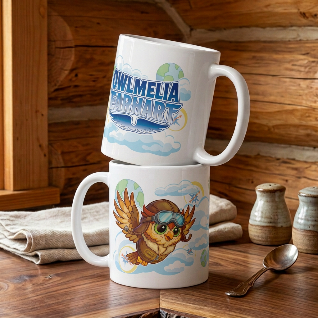 Owlmelia Earhart ceramic mug