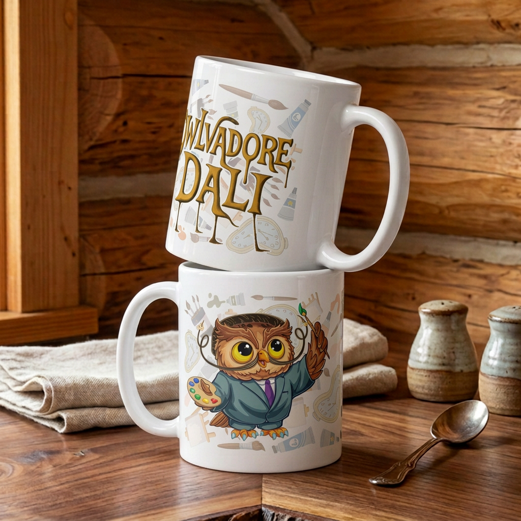 Owlvador Dali ceramic mug