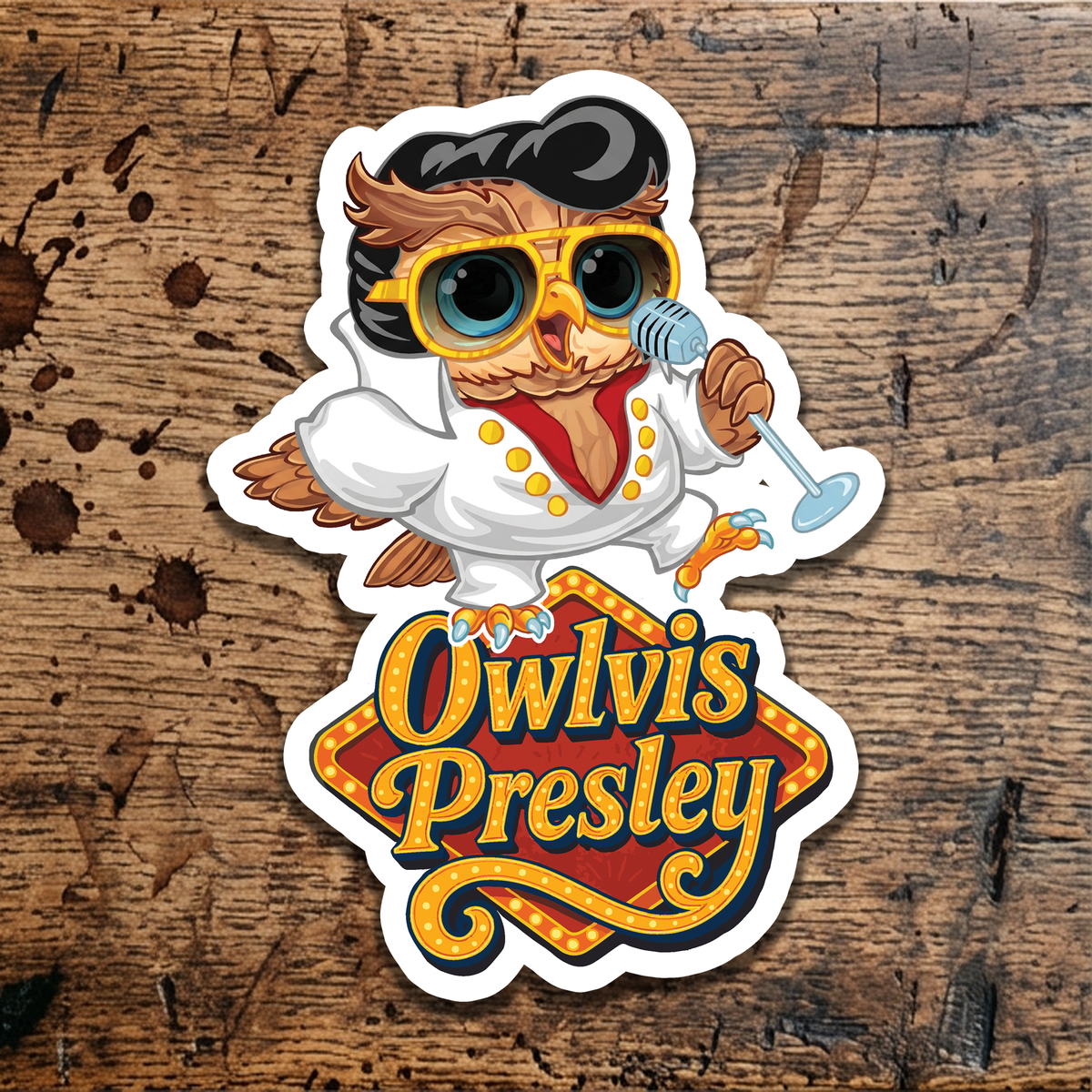 Owlvis Presley sticker